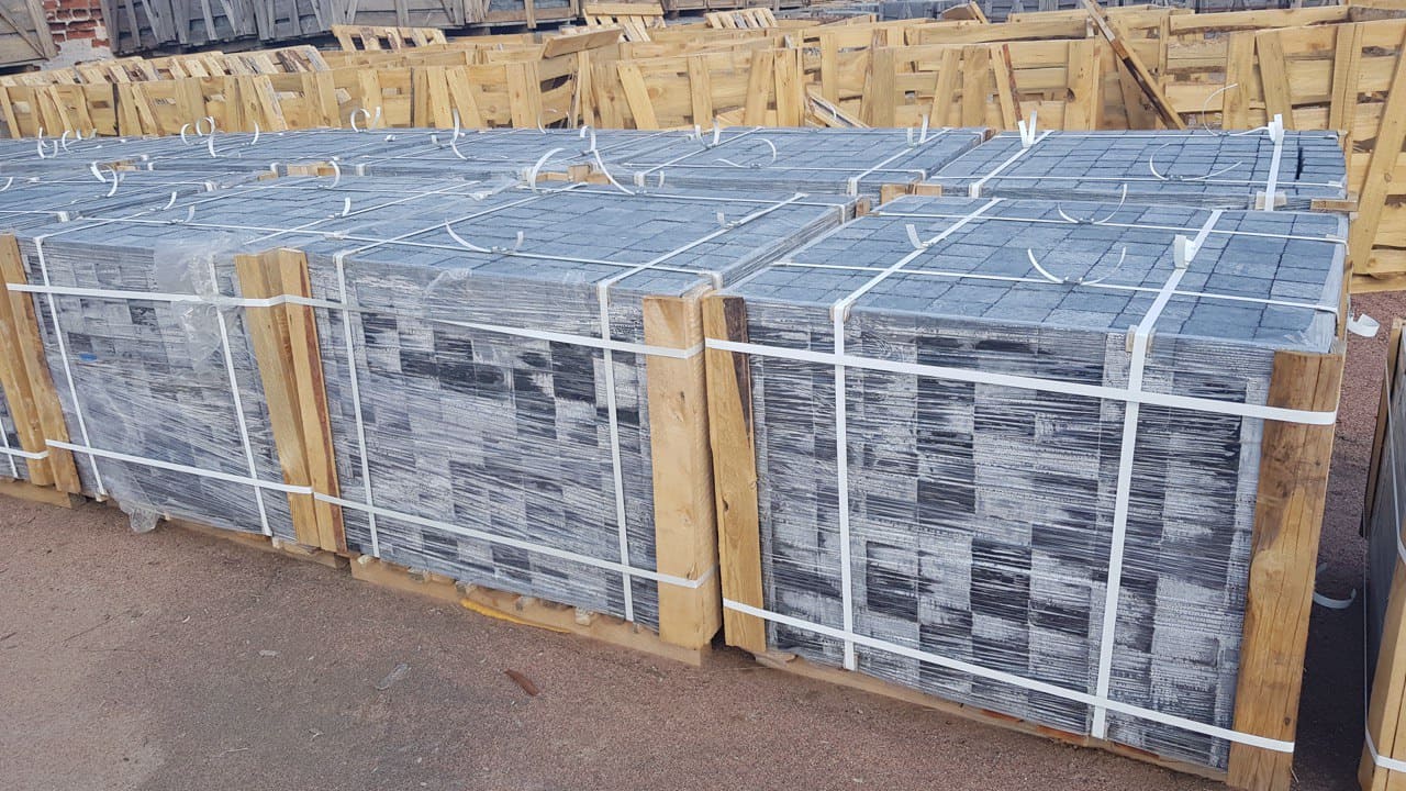 Kostka granitowa cięta płomieniowana ciemnoszara Gabro 10х10х3 cm - dodatkowe zdjęcie